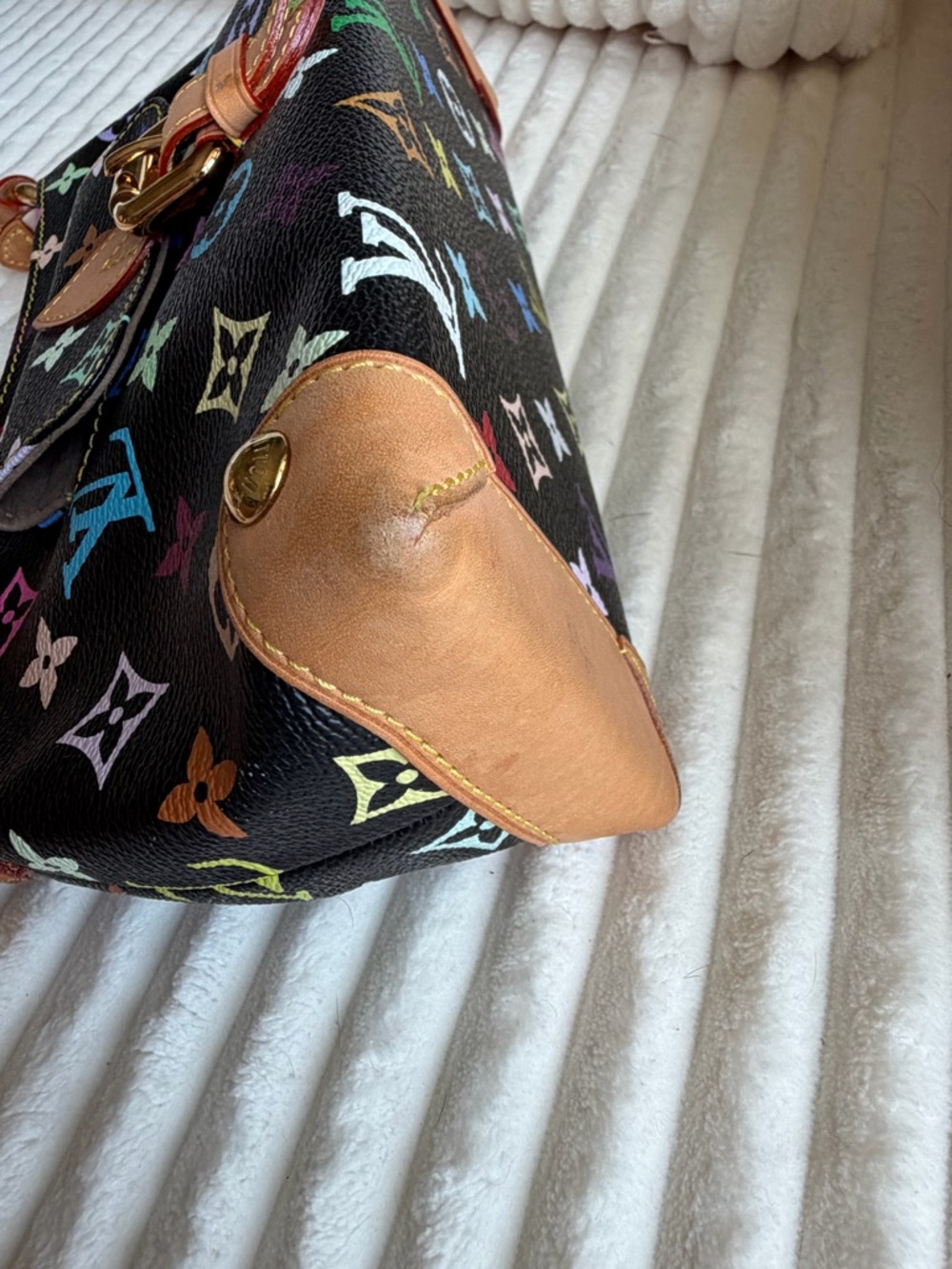Louis Vuitton Black Multicolor Monogram Shoulder Bag with Tan Trim - Picture 10 of 16